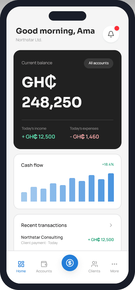 Incep Finance mobile dashboard