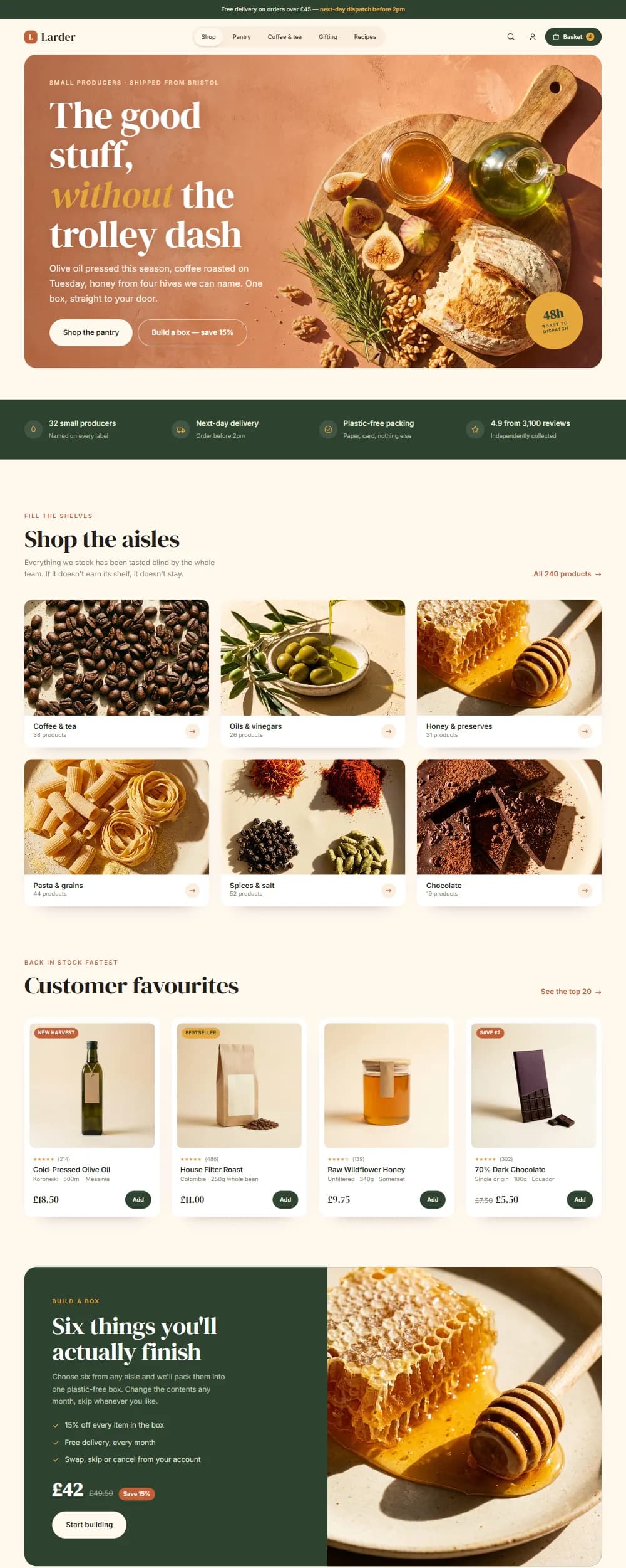 Food template homepage