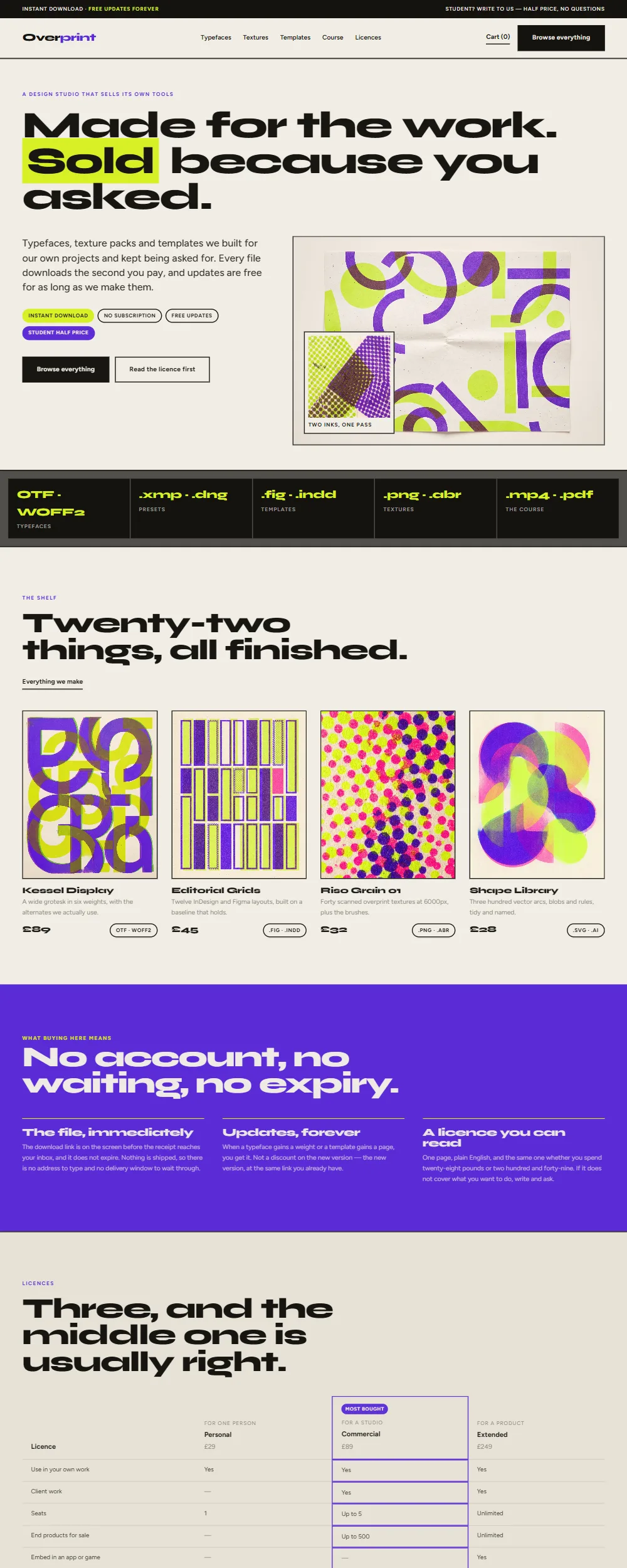 Studio template homepage
